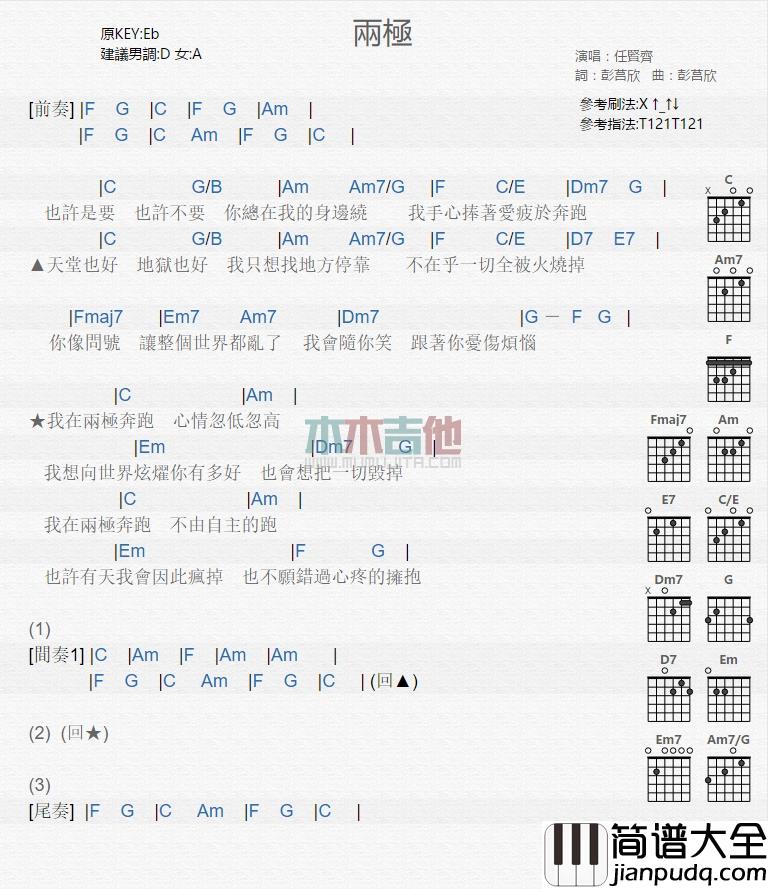 任贤齐_两极_吉他谱_Guitar_Music_Score