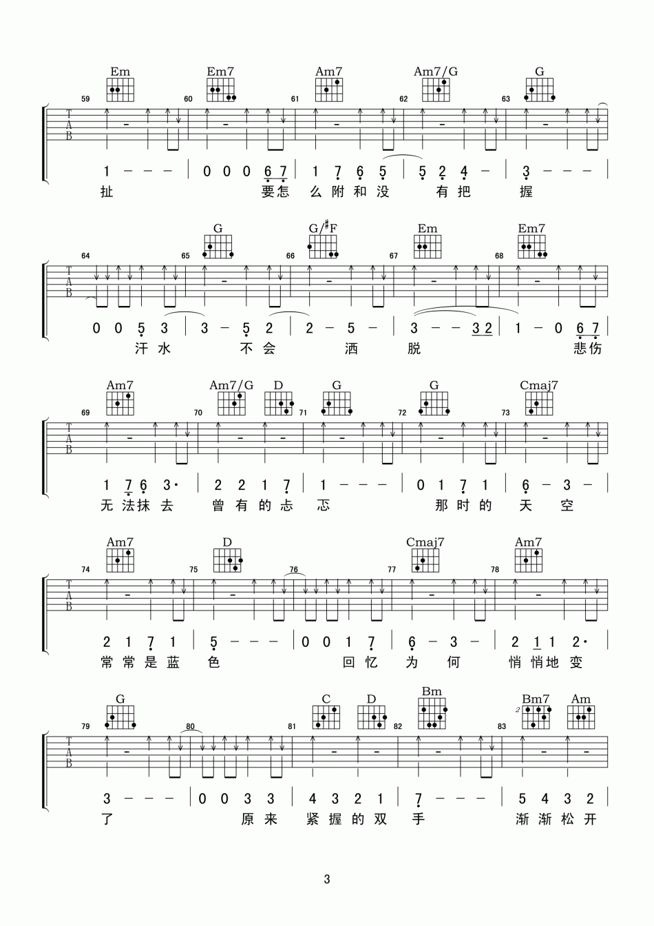 魏晨_过客_吉他谱_Guitar_Music_Score