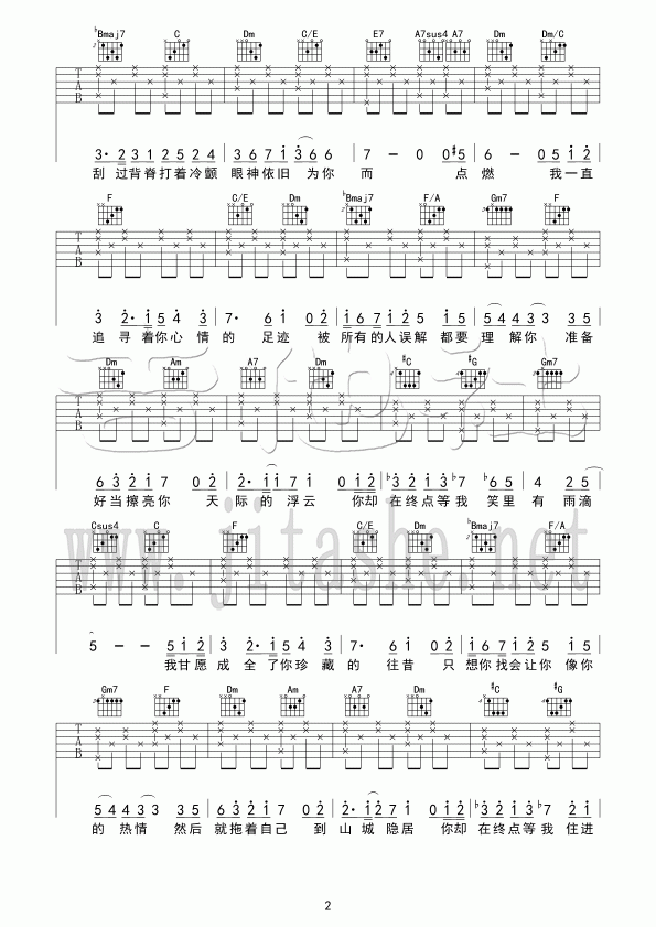 王菲_你在终点等我_吉他谱_Guitar_Music_Score