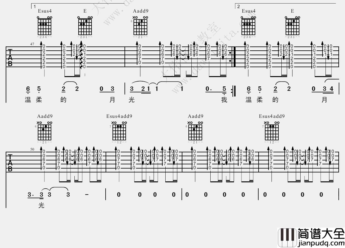 林宥嘉_残酷月光_吉他谱(A调)_Guitar_Music_Score