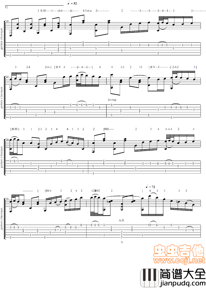 阿拉伯风格绮想曲|Capricho_Arabe|吉他谱|图片谱|高清|泰雷加