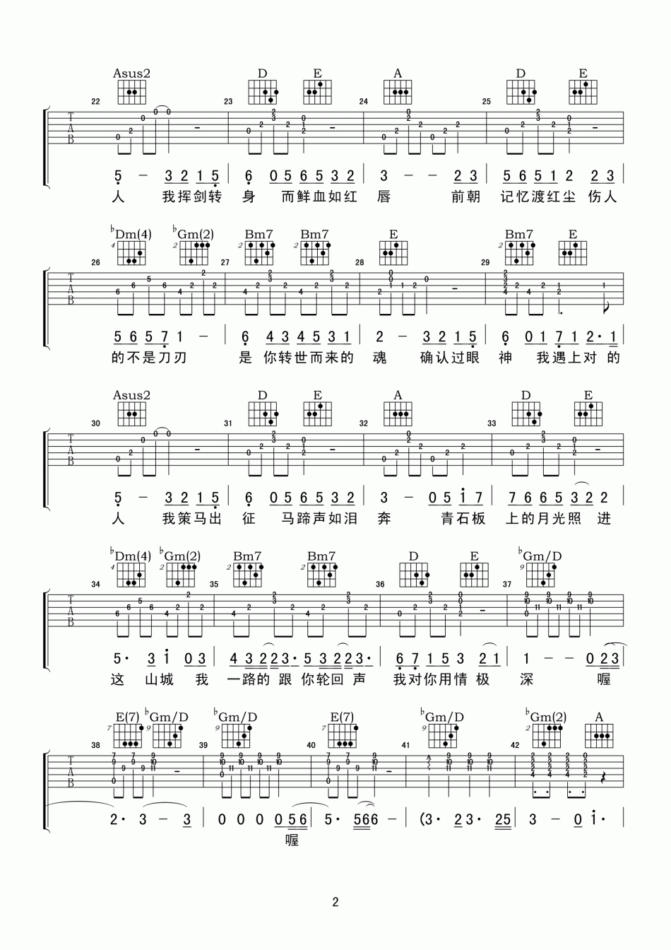 林俊杰_醉赤壁_吉他谱_Guitar_Music_Score