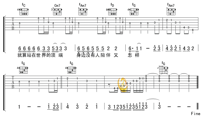 走样|吉他谱|图片谱|高清|张宇