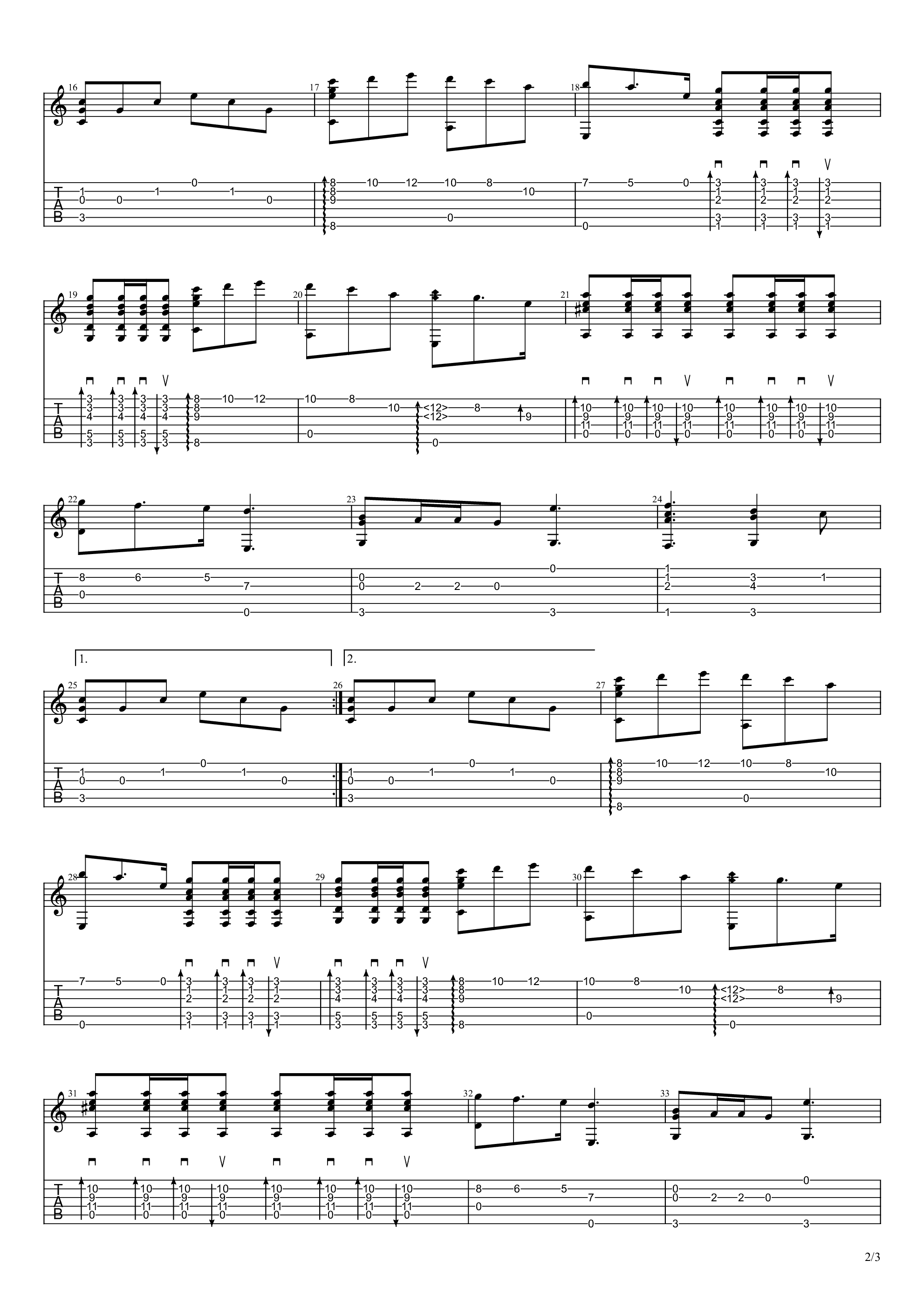 我和我的祖国吉他指弹谱吉他谱_独奏曲_吉他图片谱_高清