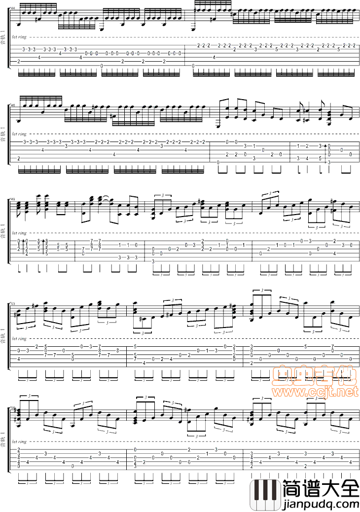 叶塞尼亚完整版|吉他谱|图片谱|高清|世界名曲