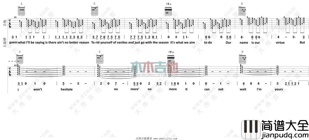 Jason,Mraz_Im_Yours_吉他谱(A调)_Guitar_Music_Score