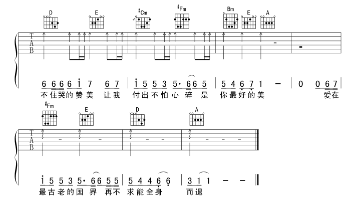 莫斯科没有眼泪|吉他谱|图片谱|高清|Twins