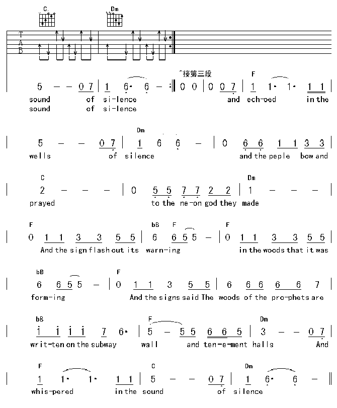 the_sound_of_silence|寂静之声|吉他谱|图片谱|高清|欧美经典