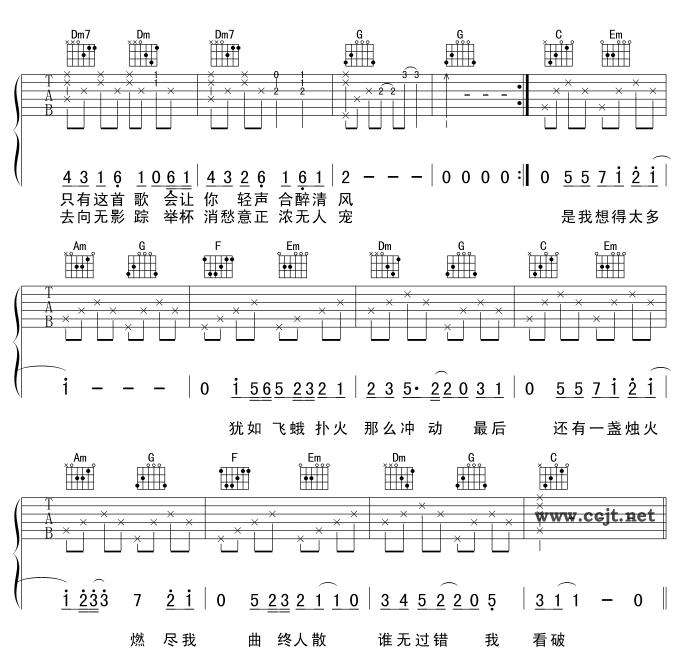 醉清风|吉他谱|图片谱|高清|天空乐队