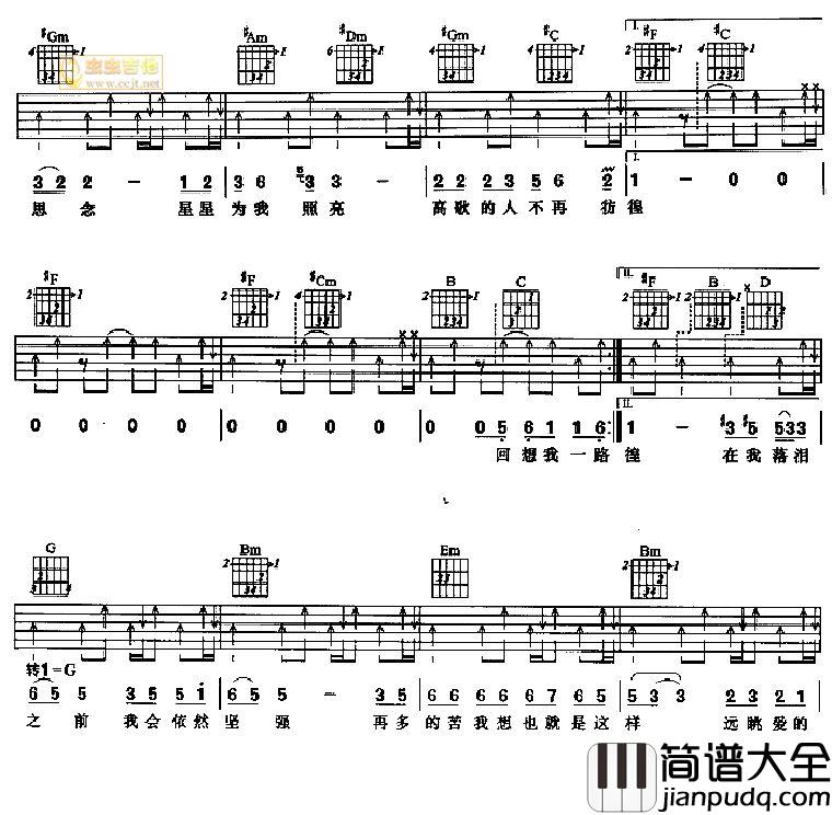 有梦的人|吉他谱|图片谱|高清|任贤齐