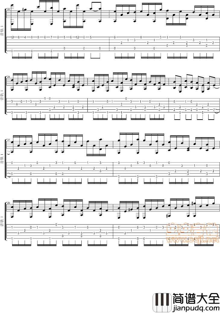 克罗地亚狂想曲|吉他谱|图片谱|高清|赫吉克|Tonci_Huljic