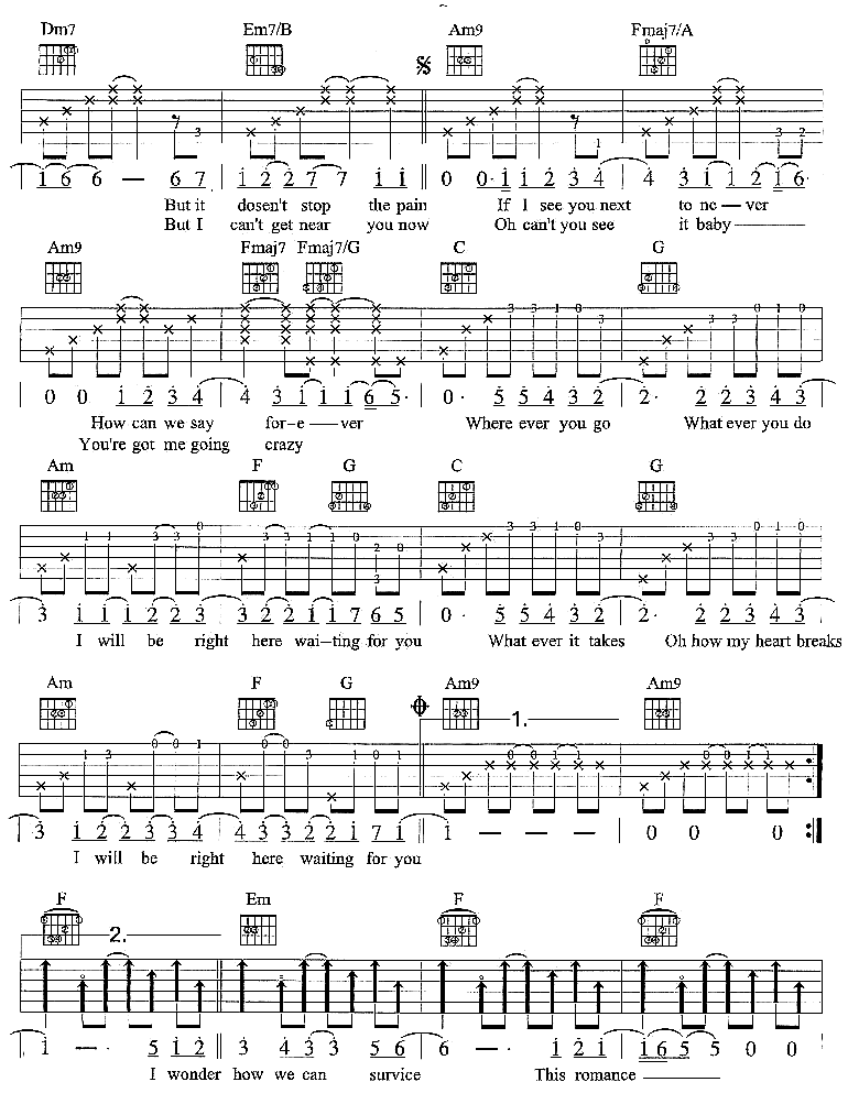 Right_Here_Waiting_|(认证版)|吉他谱|图片谱|高清|理查德.马克斯_|richard_Marx