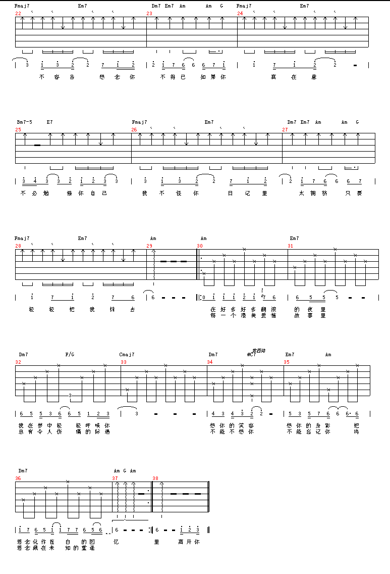 不必勉强|吉他谱|图片谱|高清|齐秦