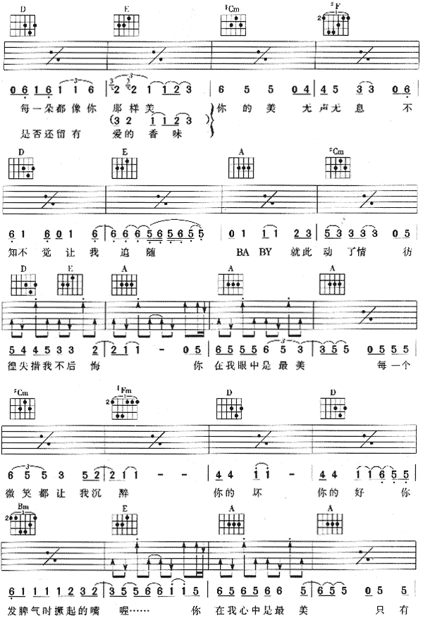 最美|吉他谱|图片谱|高清|羽泉