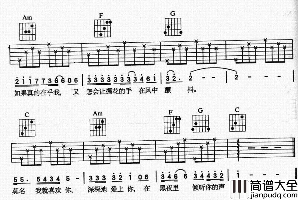 你知道我在等你吗（图片）|吉他谱|图片谱|高清|张洪量