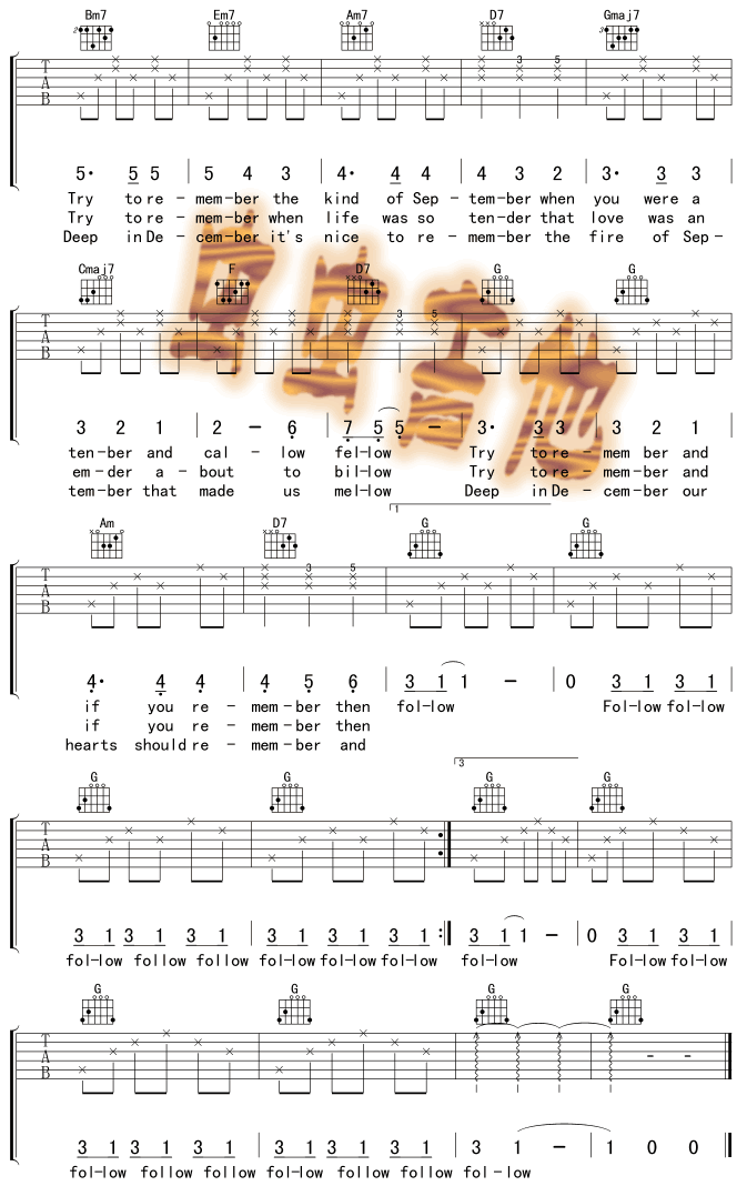 Try_To_Remember|吉他谱|图片谱|高清|欧美经典