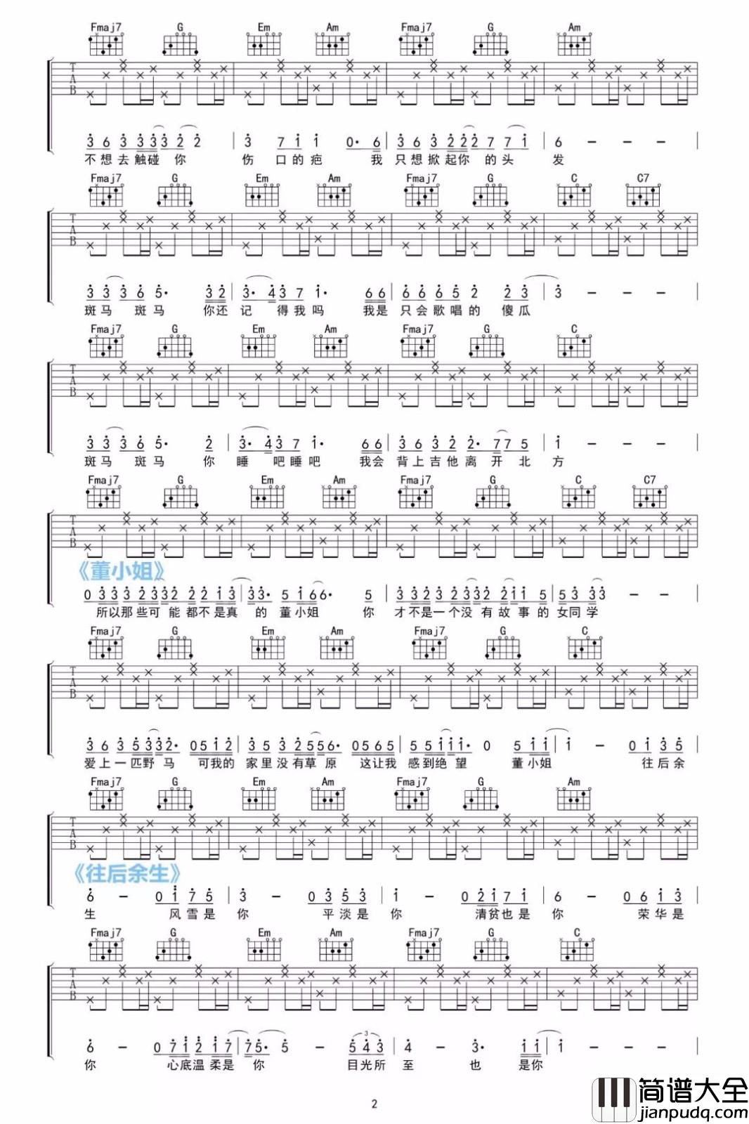 _神奇的4536451_吉他谱_Simba舒展_串烧吉他谱_C调指法编配