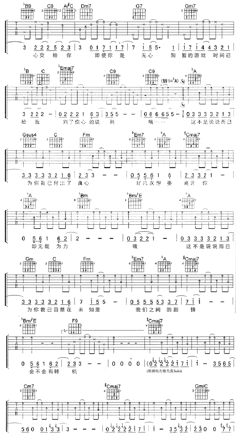 转机|吉他谱|图片谱|高清|陈奕迅
