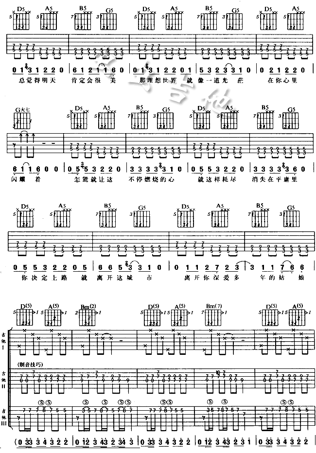 那一年|吉他谱|图片谱|高清|许巍