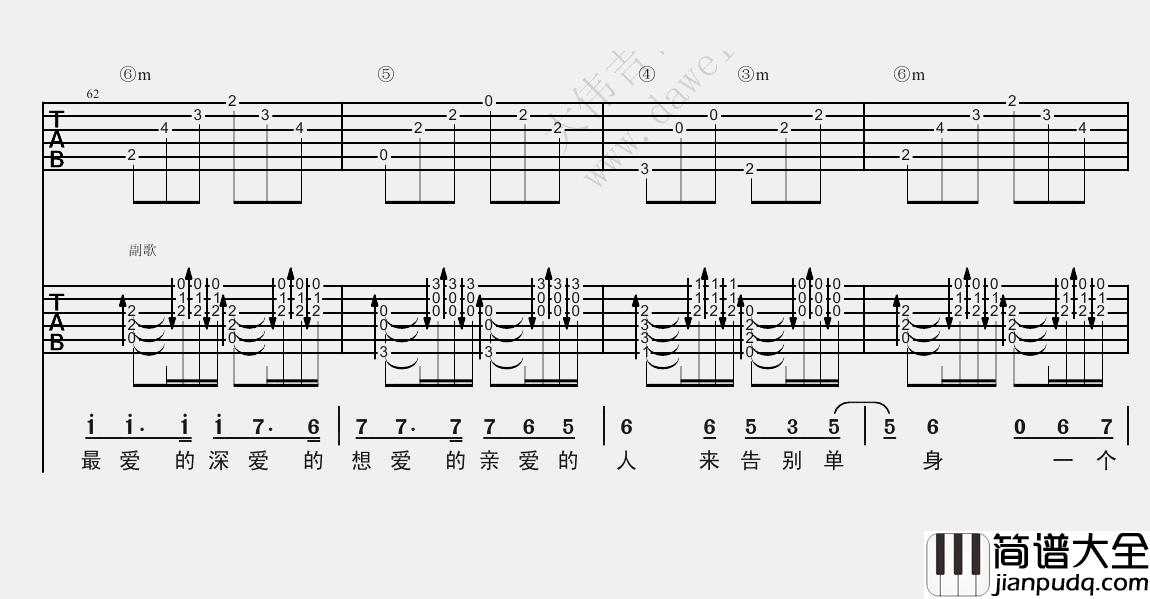 林志炫_单身情歌_吉他谱(E调)_Guitar_Music_Score