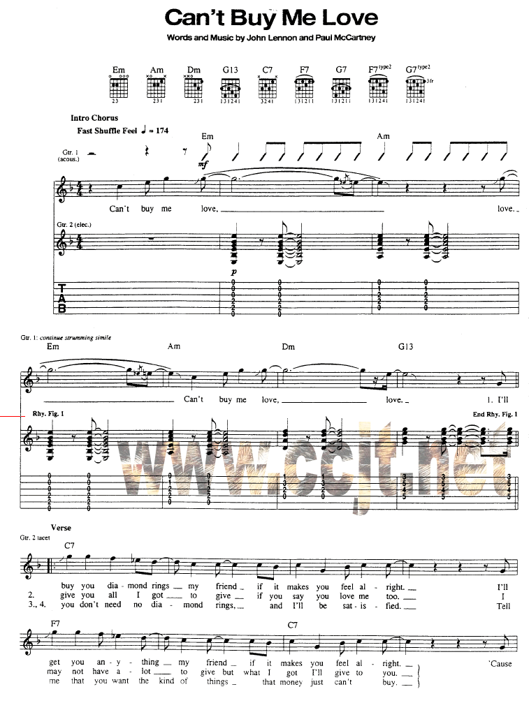 Can't_Buy_Me_Love|吉他谱|图片谱|高清|Beatles|披头士