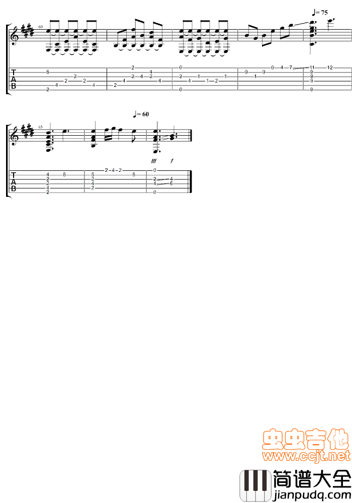 卡伐蒂娜|cavatina|吉他谱|图片谱|高清|约翰·威廉姆斯|John_Williams