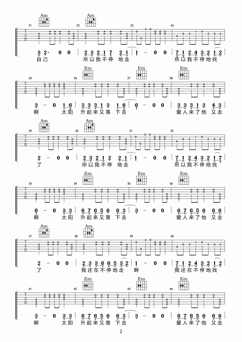 张智_流浪者_吉他谱_Guitar_Music_Score