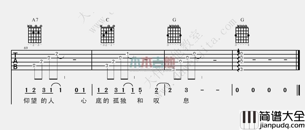 逃跑计划_夜空中最亮的星_吉他谱(B调)_Guitar_Music_Score