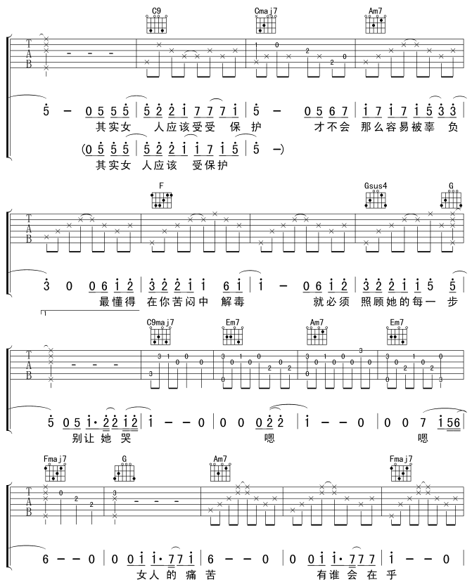 受保护|吉他谱|图片谱|高清|齐秦