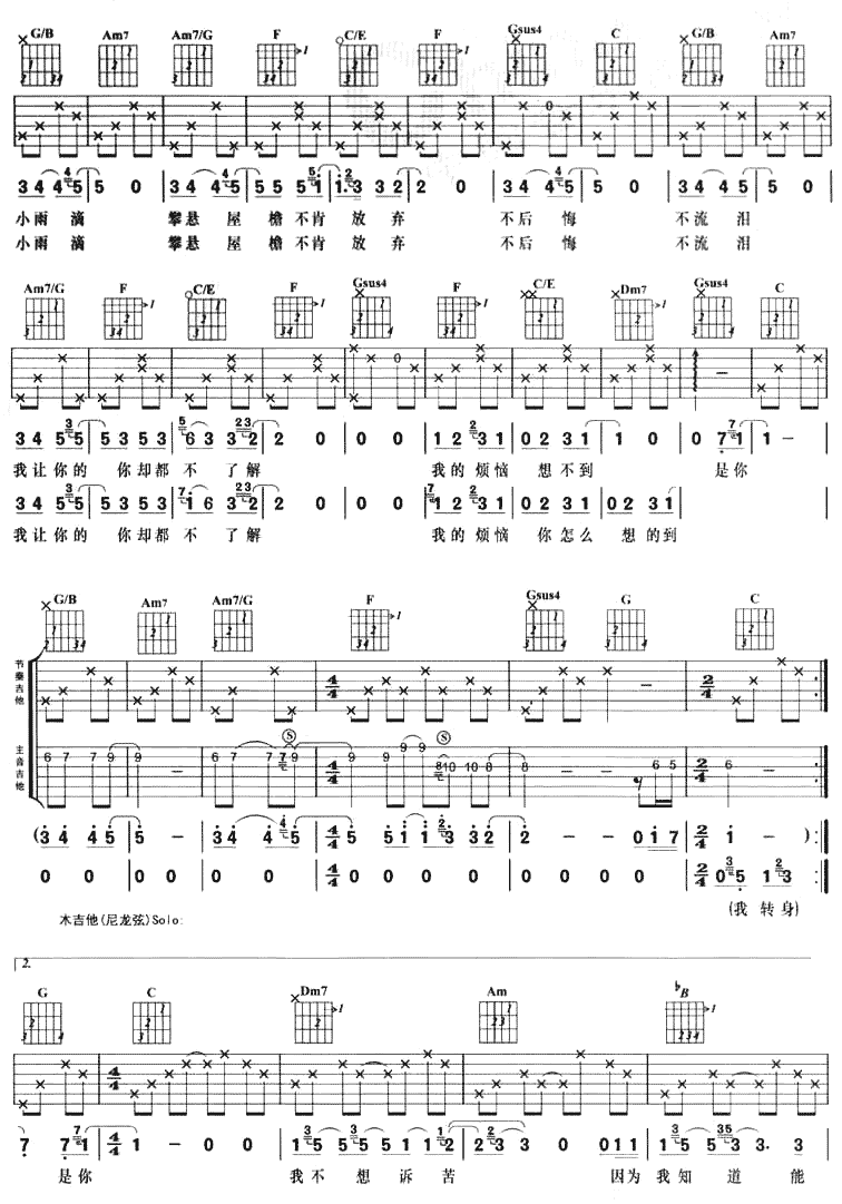 我的烦恼是你|吉他谱|图片谱|高清|徐若萱