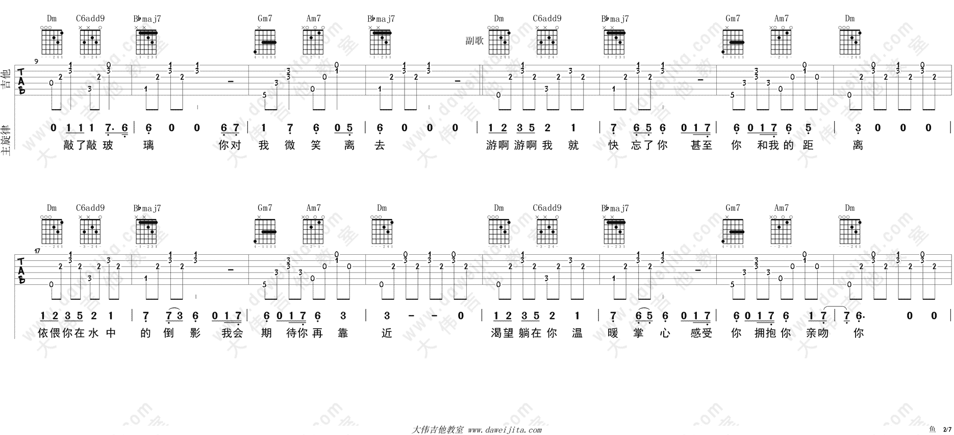 姚贝娜_鱼_吉他谱(F调)_Guitar_Music_Score