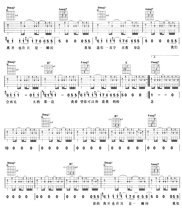 有一天|吉他谱|图片谱|高清|江美琪