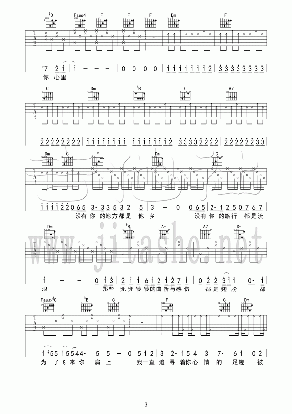 王菲_你在终点等我_吉他谱_Guitar_Music_Score