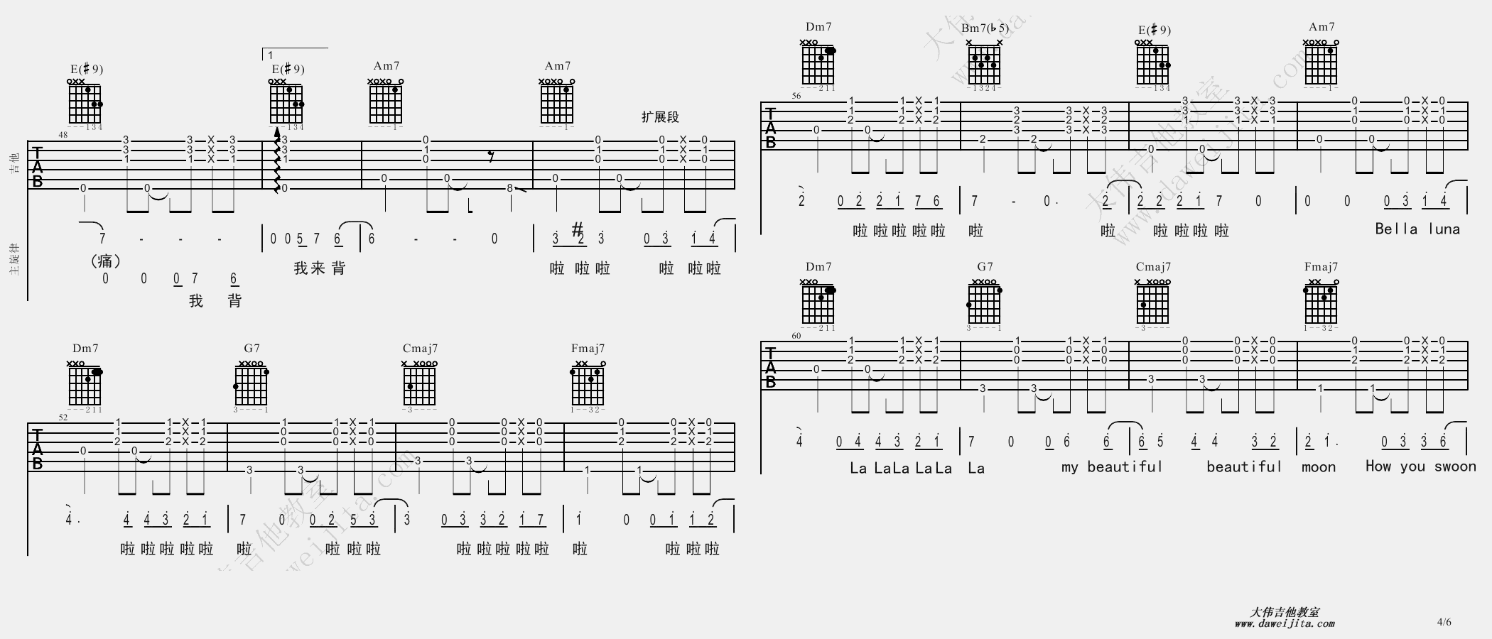 张信哲_过火_BossaNova__吉他谱(C调)_Guitar_Music_Score