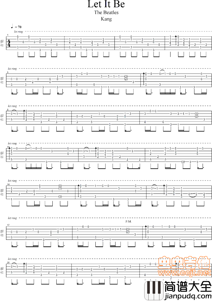 Let_It_Be独奏谱|吉他谱|图片谱|高清|Beatles|披头士