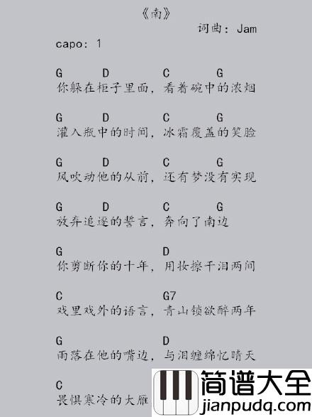 Jam(阿敬)_南_吉他谱_Guitar_Music_Score