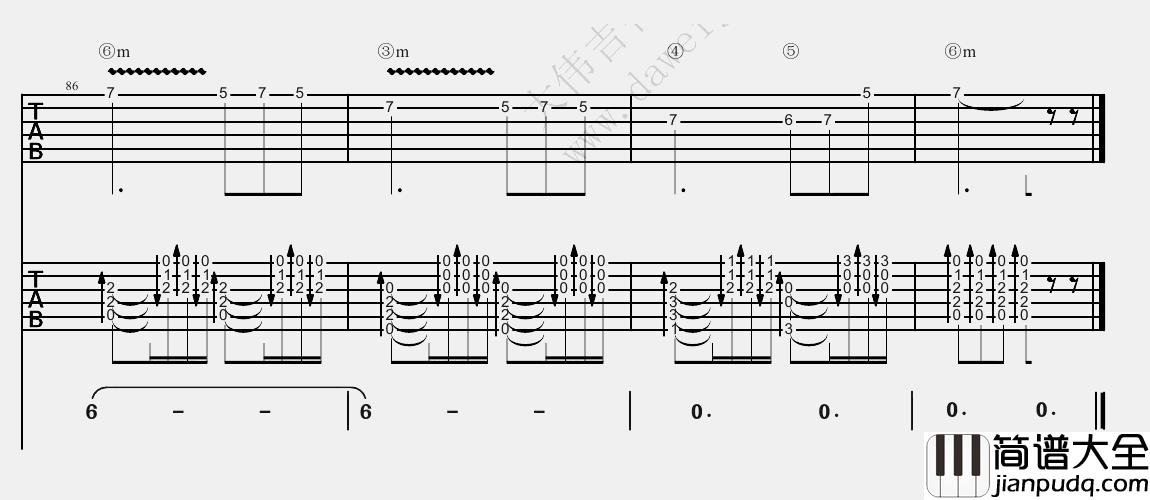 林志炫_单身情歌_吉他谱(E调)_Guitar_Music_Score