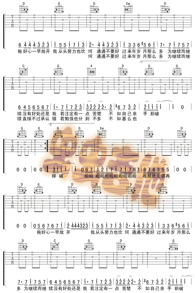 好心分手|吉他谱|图片谱|高清|卢巧音