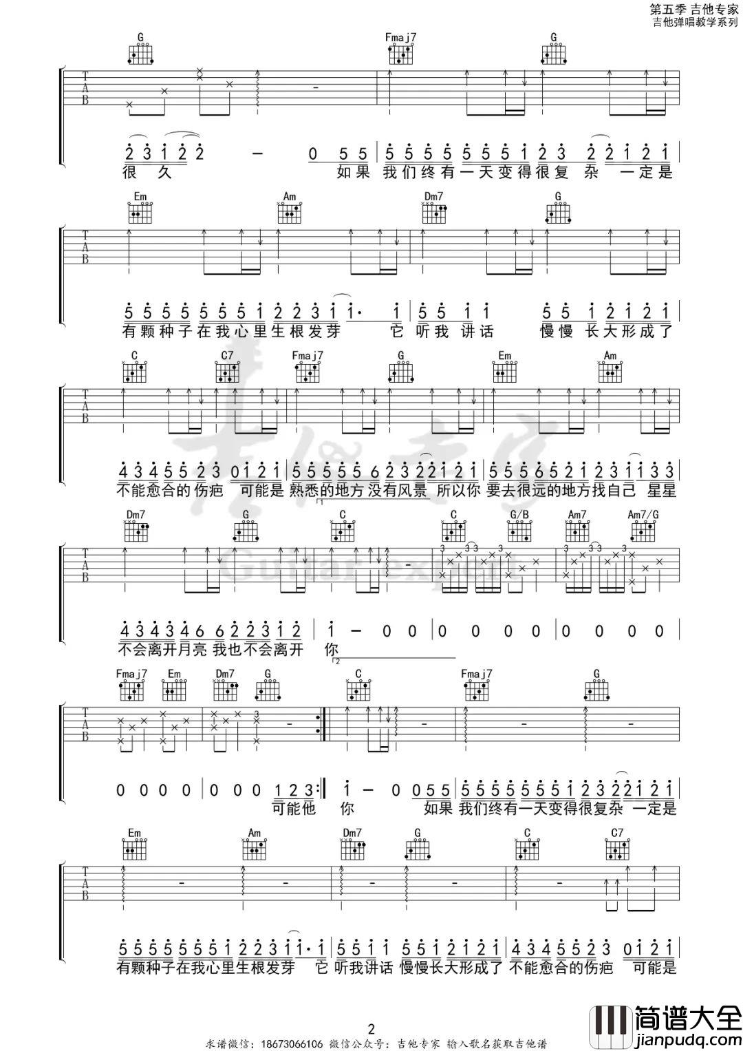 可能吉他谱_李怡然同学_C调指法编配