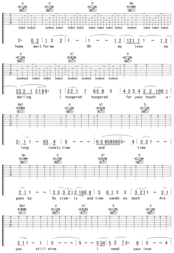 Unchained_Melody|吉他谱|图片谱|高清|欧美经典