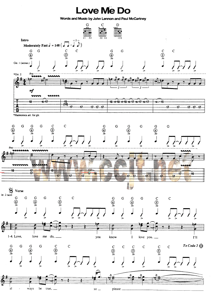 love_Me_do|吉他谱|图片谱|高清|Beatles|披头士