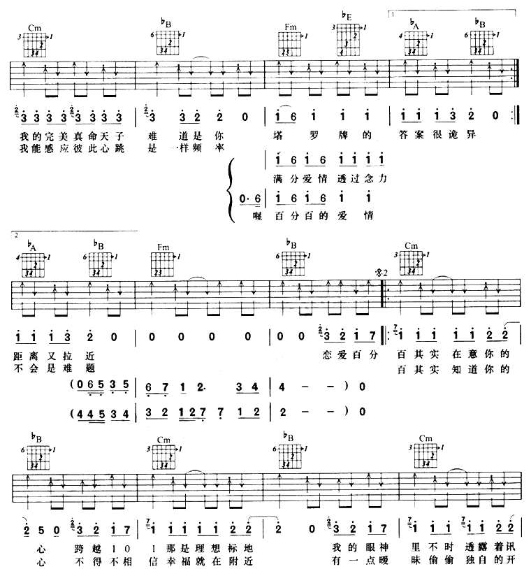 恋爱百分百|吉他谱|图片谱|高清|蔡依林