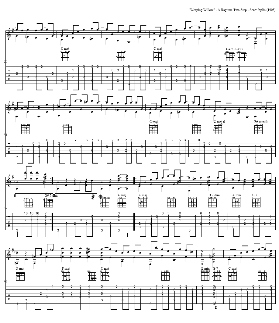 Weeping_Willow|吉他谱|图片谱|高清|S·乔普林（S·JOPLIN）