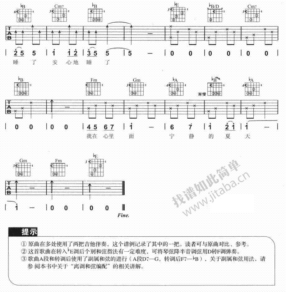 宁夏吉他谱_梁静茹_吉他弹唱六线谱