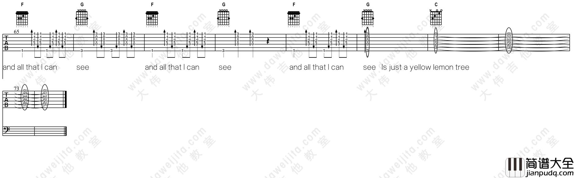 Fool,s,Garden_Lemon_Tree_吉他谱(C调)_Guitar_Music_Score