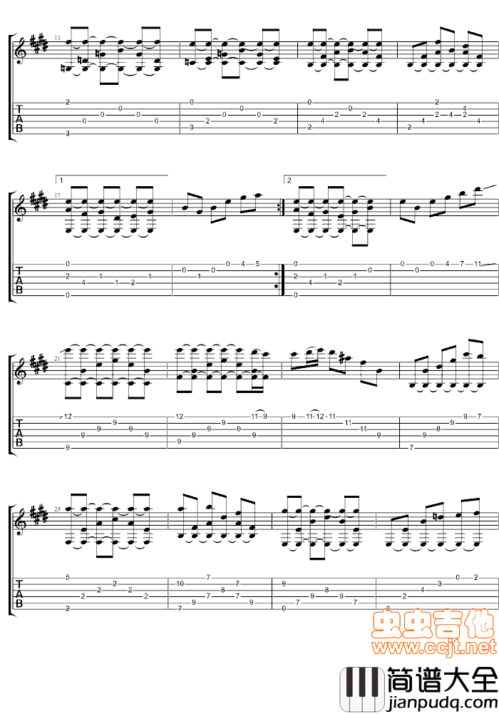 卡伐蒂娜|cavatina|吉他谱|图片谱|高清|约翰·威廉姆斯|John_Williams