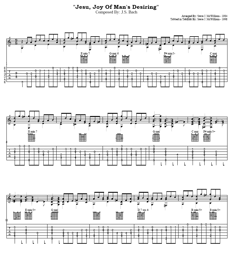 Jesu,_Joy_of_Man's_Desiring|吉他谱|图片谱|高清|巴赫