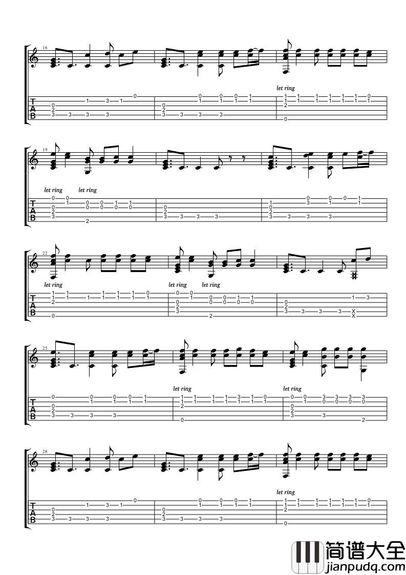 Shakira_Try_Everything_吉他谱_Guitar_Music_Score