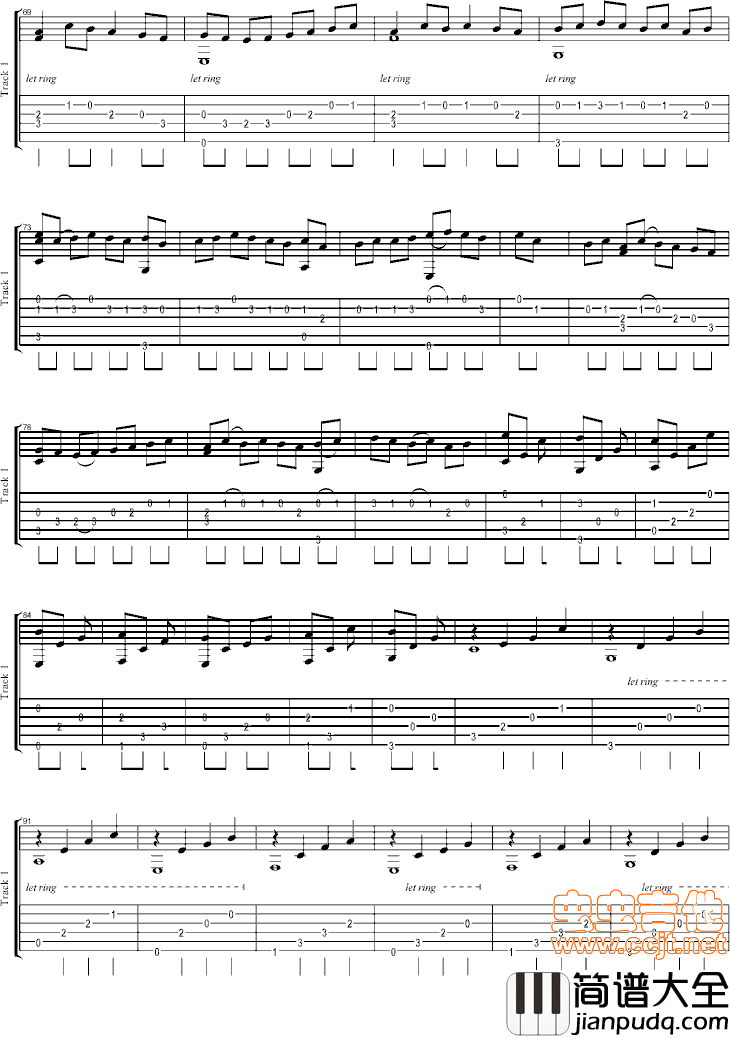 卡农吉他版C调自编|吉他谱|图片谱|高清|帕赫贝尔|Pachelbel