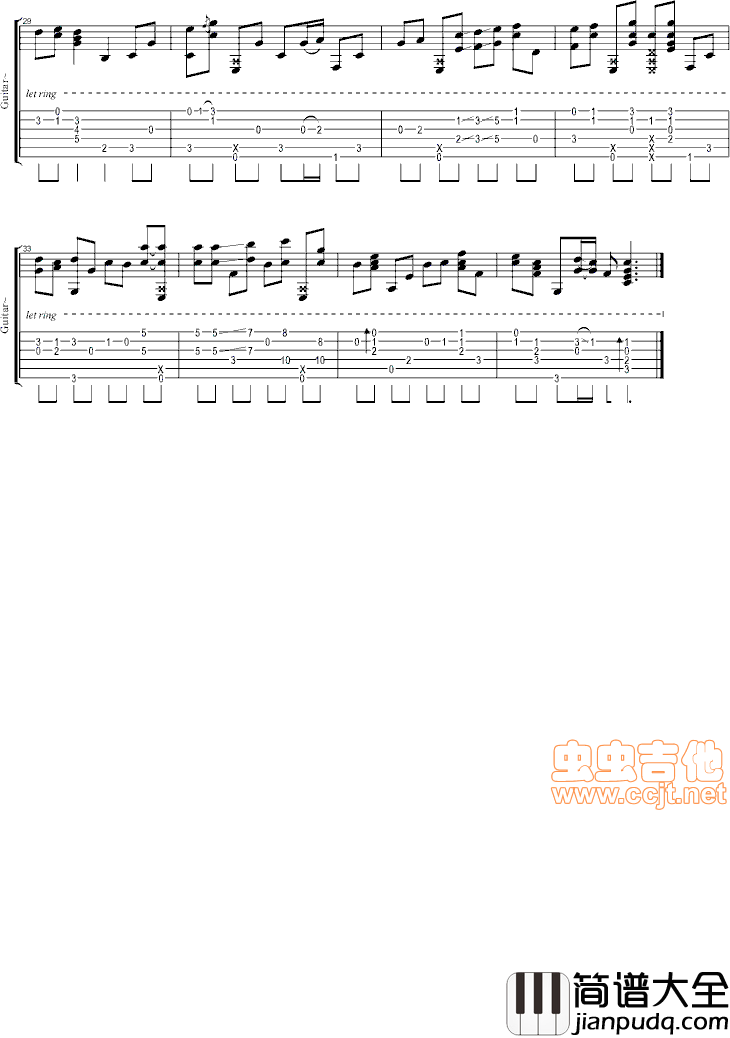 新闻联播结尾曲|吉他谱|图片谱|高清|综艺